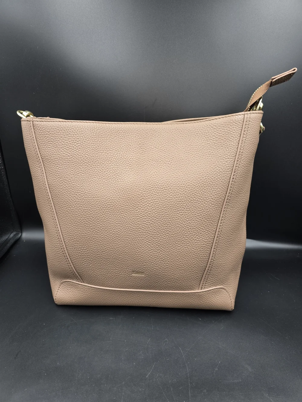 Pebbled Leather Hobo Bag in Taupe - Classic Everyday Carry